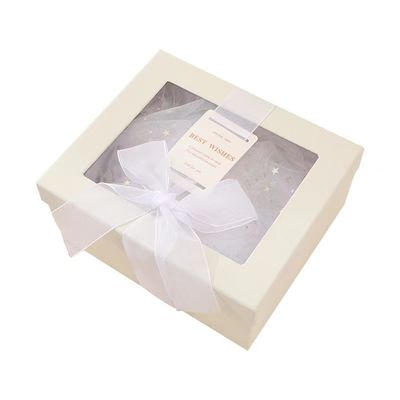 Ribbon White Cardboard Cosmetic Box With PVC Window Cosmetic Paper Box Packaging