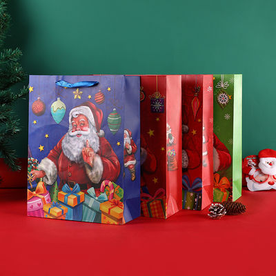 Christmas Paper Bag Santa Claus Paper Carrier Bags With Silk Handle