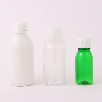 Clear Pill Bottle PET Vitamin Liquid Boston Plastic Bottle With CRC Cap And Cup