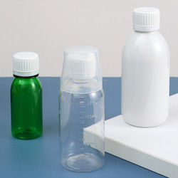 Clear Pill Bottle PET Vitamin Liquid Boston Plastic Bottle With CRC Cap And Cup