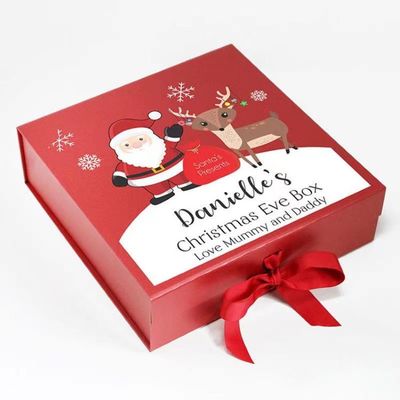 Red Christmas Gift Innovative Biodegradable Packaging With Ribbon