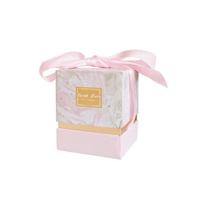 Paperboard Pink Luxury Candle Packaging Boxes With Ribbon 8.5x8.5x9.5cm