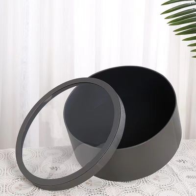 Bronzing PVC Cylindrical Flower Box Round Clear Bouquet Packaging Gift For Flowers