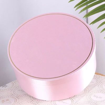 Pink Rose Paper Cylinder Rigid Cardboard Biodegradable Packaging With Hat Round Tube