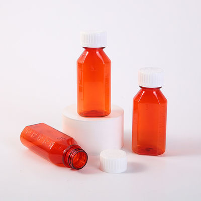 2oz 4oz 8oz 12oz16oz Oval Bottle PET Amber Container Cough Syrup Bottle Medicine Liquid Oral Plastic Bottles with Childproof Cap