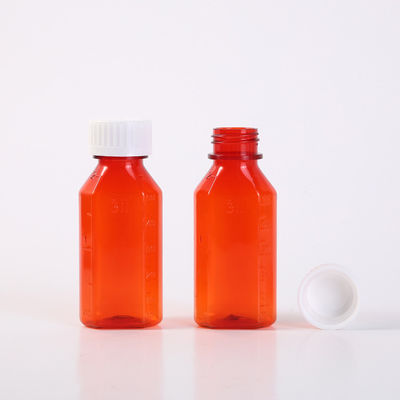 2oz 4oz 8oz 12oz16oz Oval Bottle PET Amber Container Cough Syrup Bottle Medicine Liquid Oral Plastic Bottles with Childproof Cap
