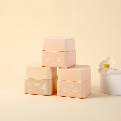 Glass Base Luxury Skincare Packaging Empty Trapezium Container 30g50g Pink Matt Square Mini Cosmetic Cream Jar with Cap