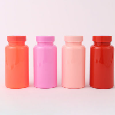 Customized Accepted Logo 150Ml Red Pink Empty Supplement Vitamin Capsule Pill Plastic Bottle for Custom Packaging