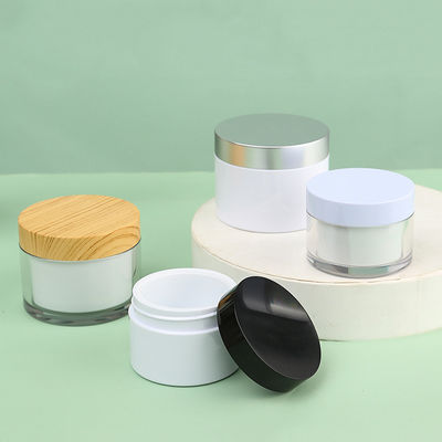 OEM ODM Clear Double Wall Plastic Jars with Lids 4 oz Black Lids Clear Pet 8 oz Plastic Cosmetic Jars Cream Set 150g 200g 300g