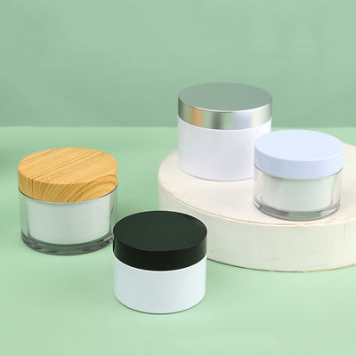 OEM ODM Clear Double Wall Plastic Jars with Lids 4 oz Black Lids Clear Pet 8 oz Plastic Cosmetic Jars Cream Set 150g 200g 300g