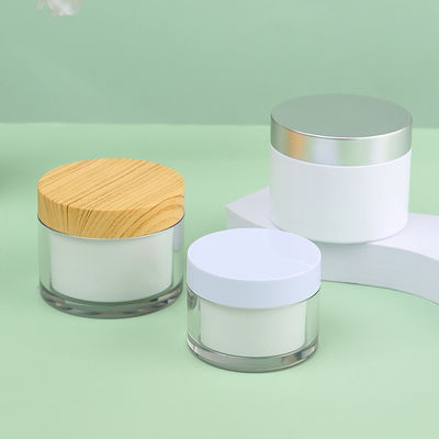 OEM ODM Clear Double Wall Plastic Jars with Lids 4 oz Black Lids Clear Pet 8 oz Plastic Cosmetic Jars Cream Set 150g 200g 300g