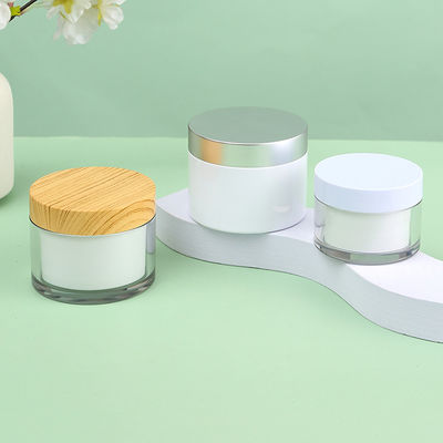 OEM ODM Clear Double Wall Plastic Jars with Lids 4 oz Black Lids Clear Pet 8 oz Plastic Cosmetic Jars Cream Set 150g 200g 300g