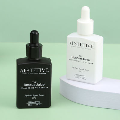 Square Shape Black White Color Perfume Glass Bottles With Metal Silver Dropper and Customized Logo Printing 10ml 15ml 30ml 50ml